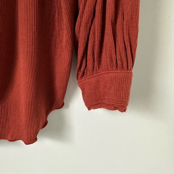 Free People Shimmy Shake Brown Ribbed Long Sleeve Top  size XS - Picture 9 of 11